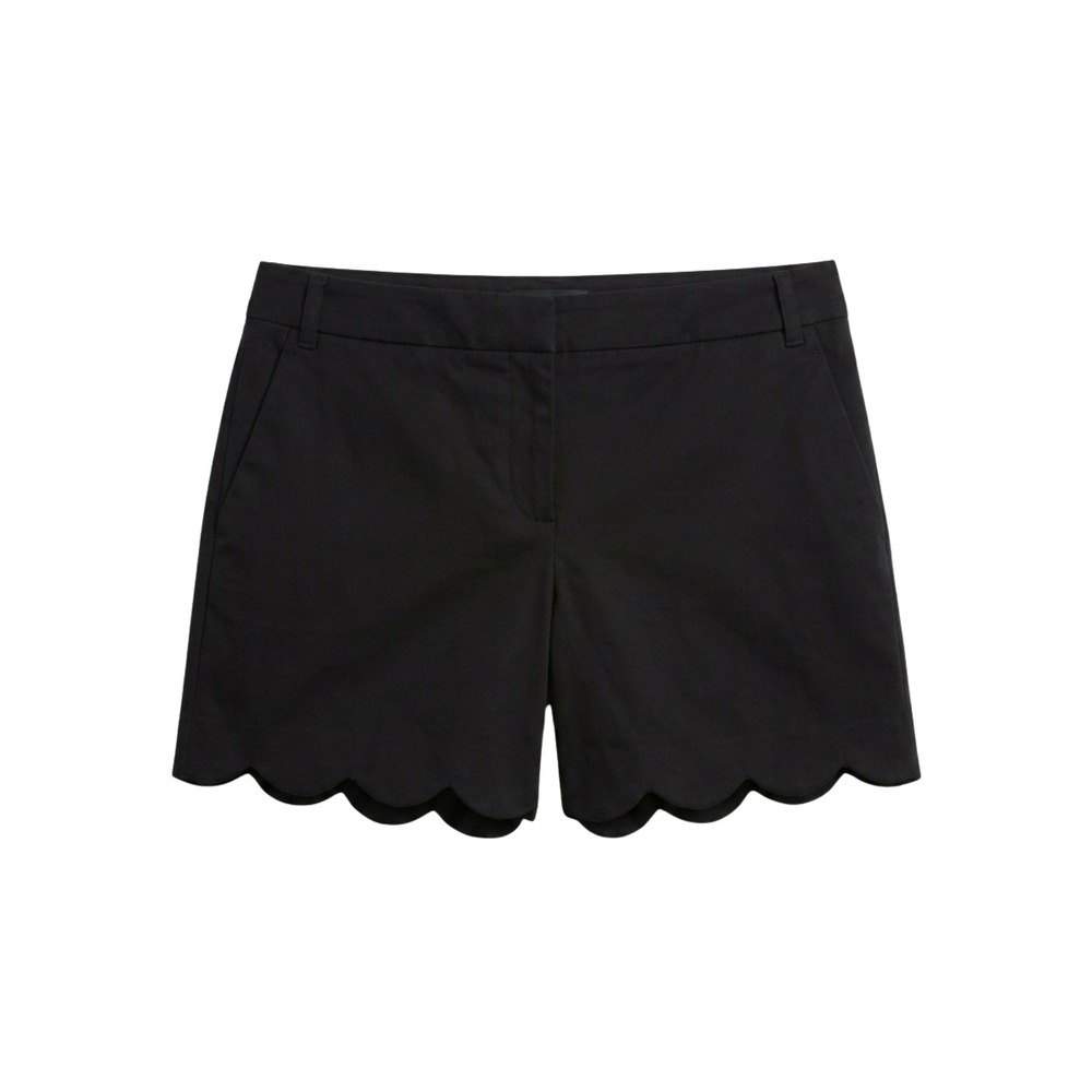 Dalia Collection Womens Black Scalloped Hem Modern Fit Shorts Size 6 Pockets
